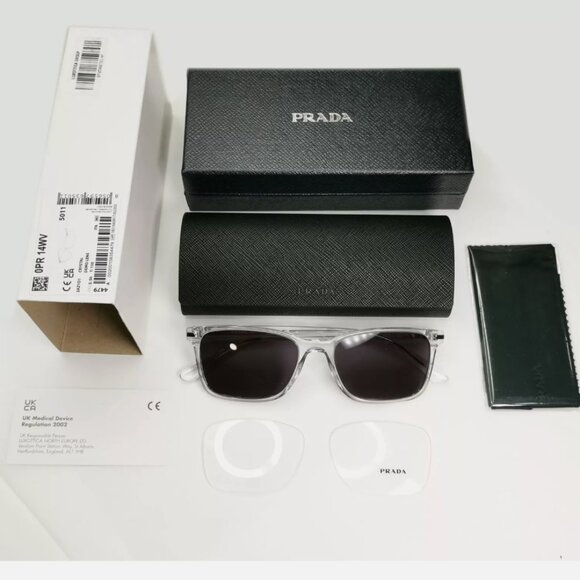 New Prada Black Transparent Crystal Square Sunglasses - Picture 7 of 7
